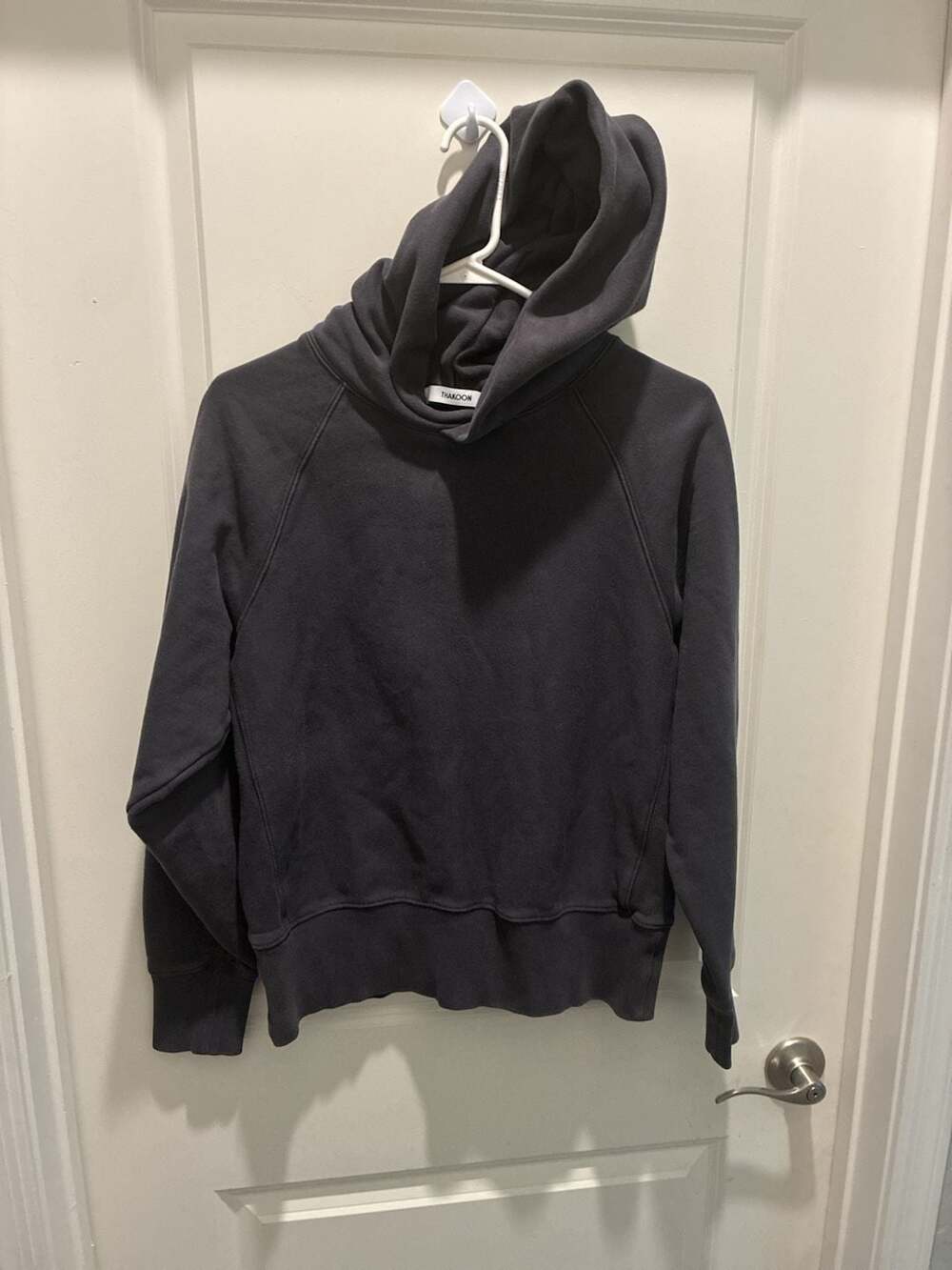 Thakoon Charcoal Gray Raglan Pullover Hoodie Sweatshirt Size M